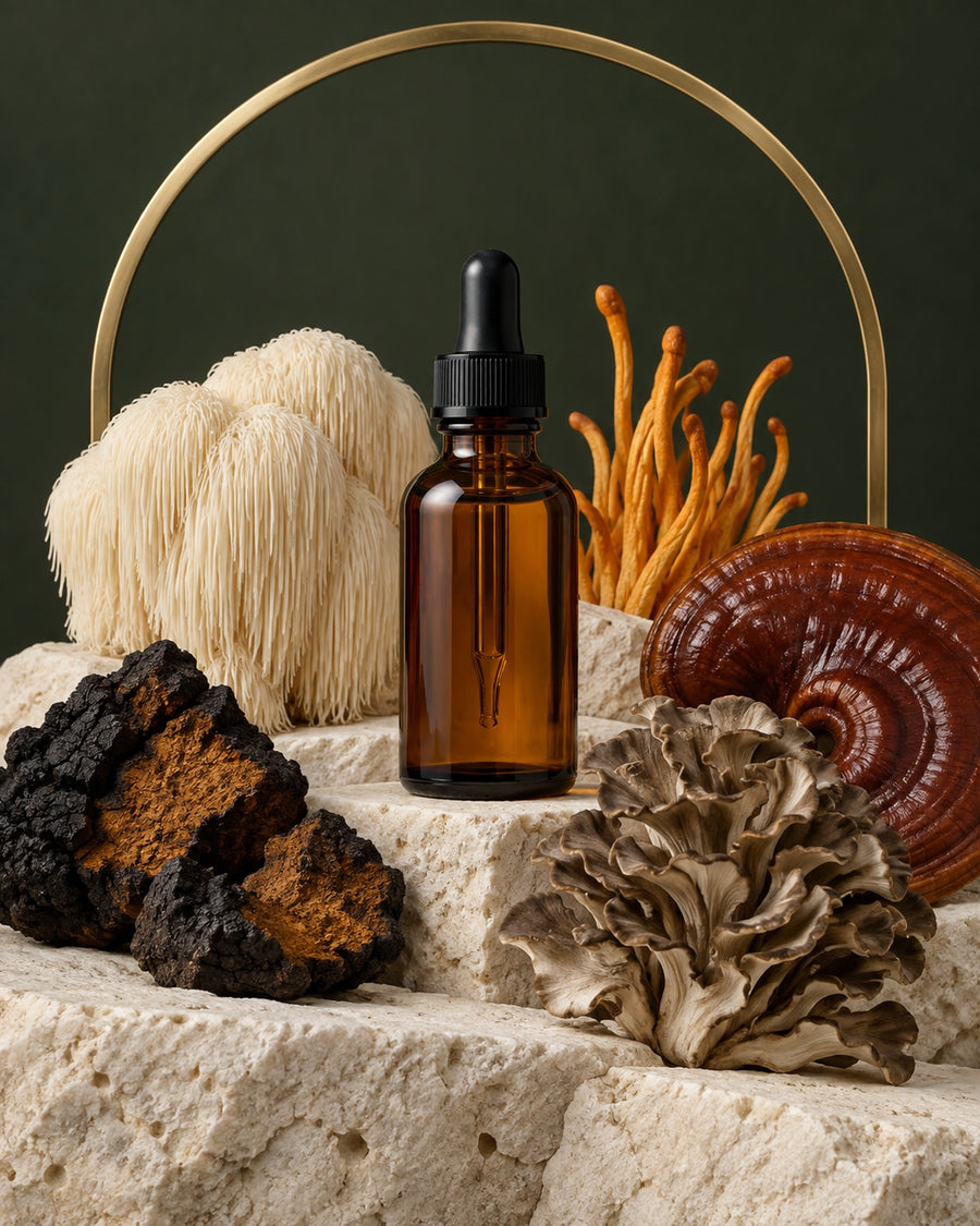 Mushroom liquid extract still life